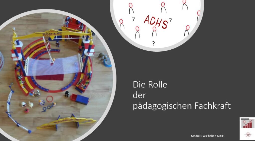 Folie Die Rolle der pädagogischen Fachkraft mit Materialien in Kreisform