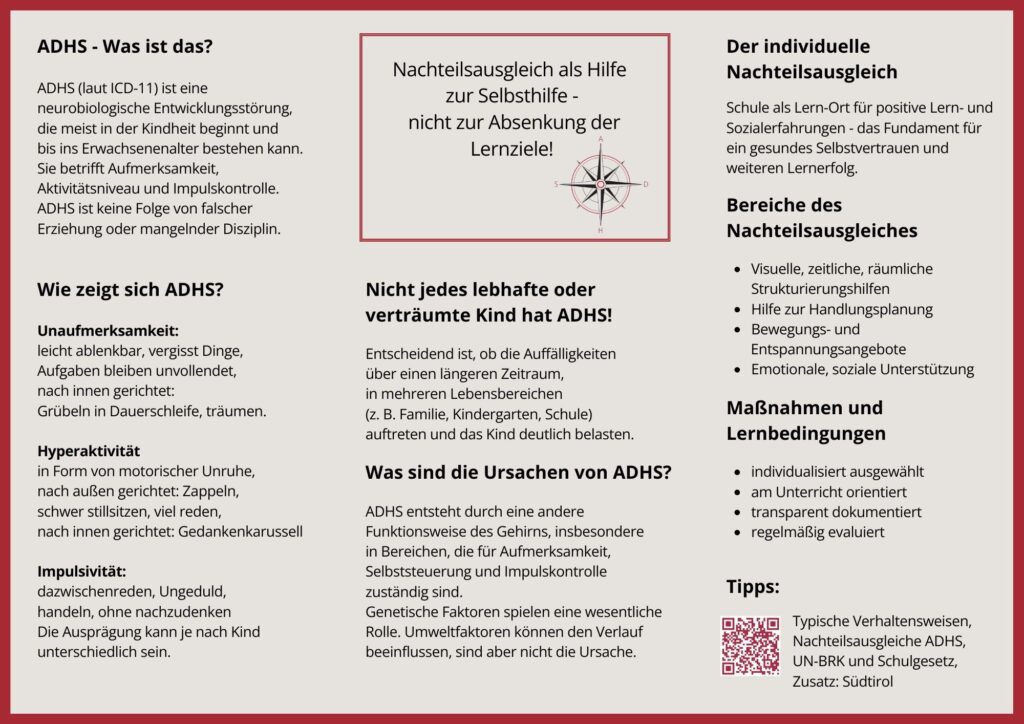 Flyer ADHS Rückseite mit Informationstext