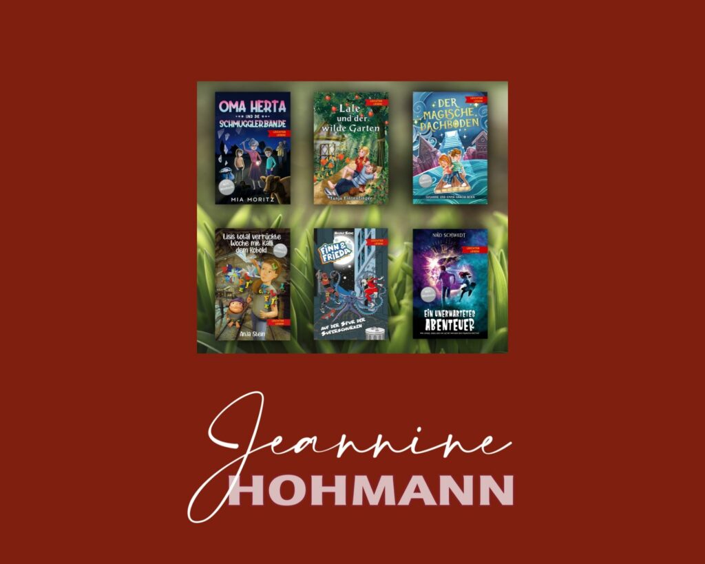 Titelbild mit Buchcovern und Schriftzug Jasmine Hohmann