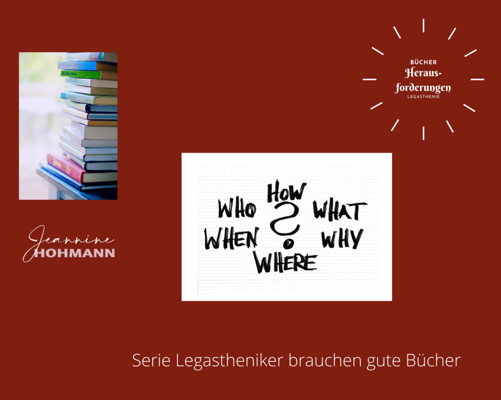 Titelbild Herausforderungen mit W-Fragen-Karte und Büchern