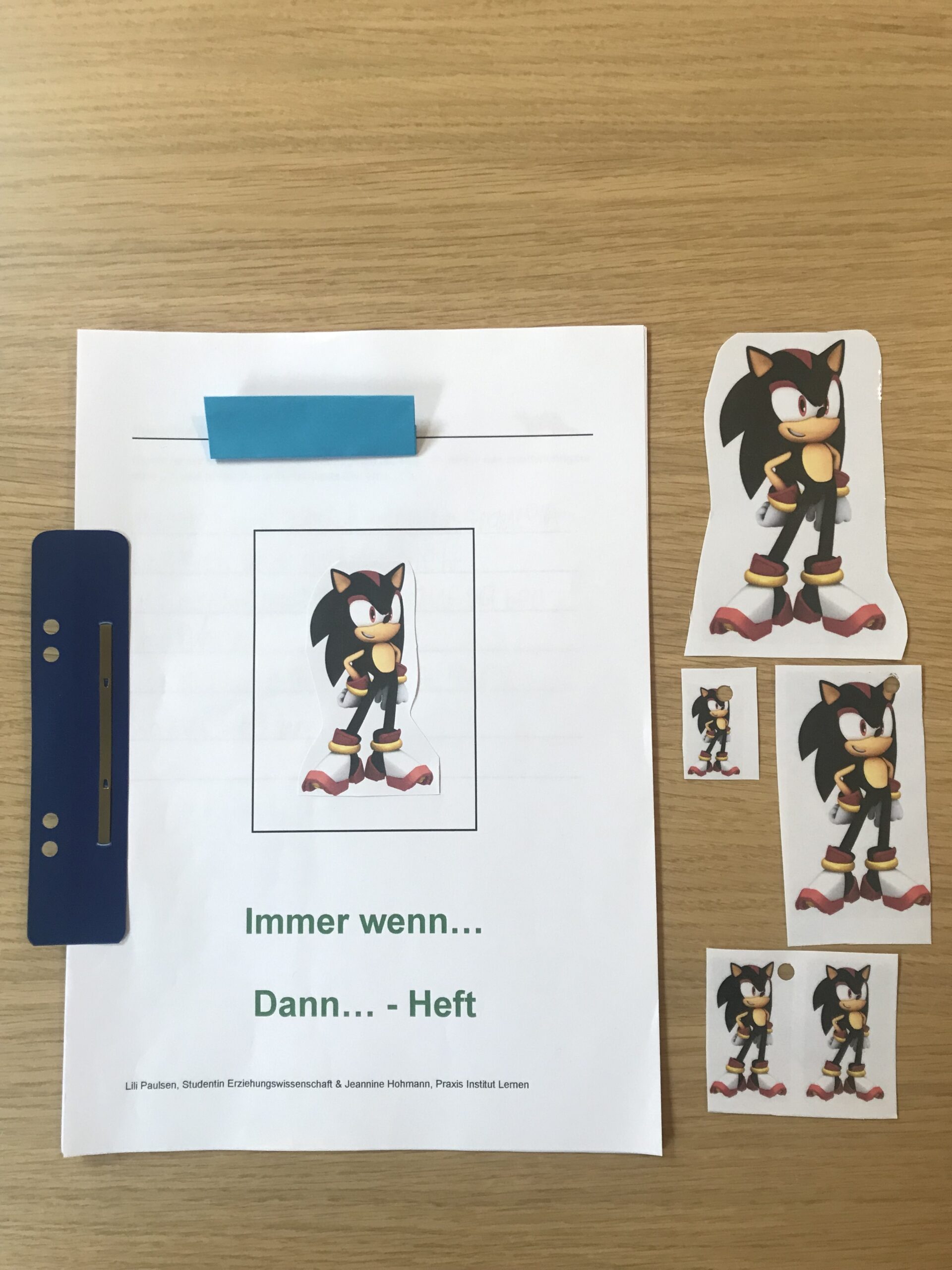 Wenn-Dann-Arbeitsblatt mit Comicfigur und Aufklebern