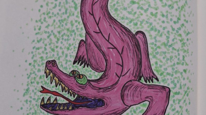 Gezeichnetes rosa Krokodil
