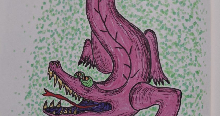 Gezeichnetes rosa Krokodil